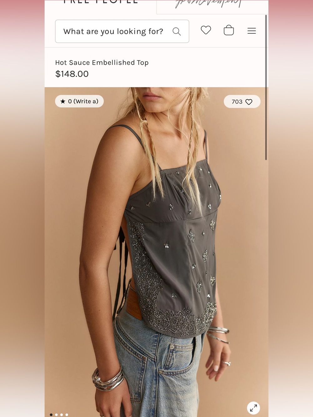 NWOT! Free People Hot Sauce Embellished Top - currently retails $148